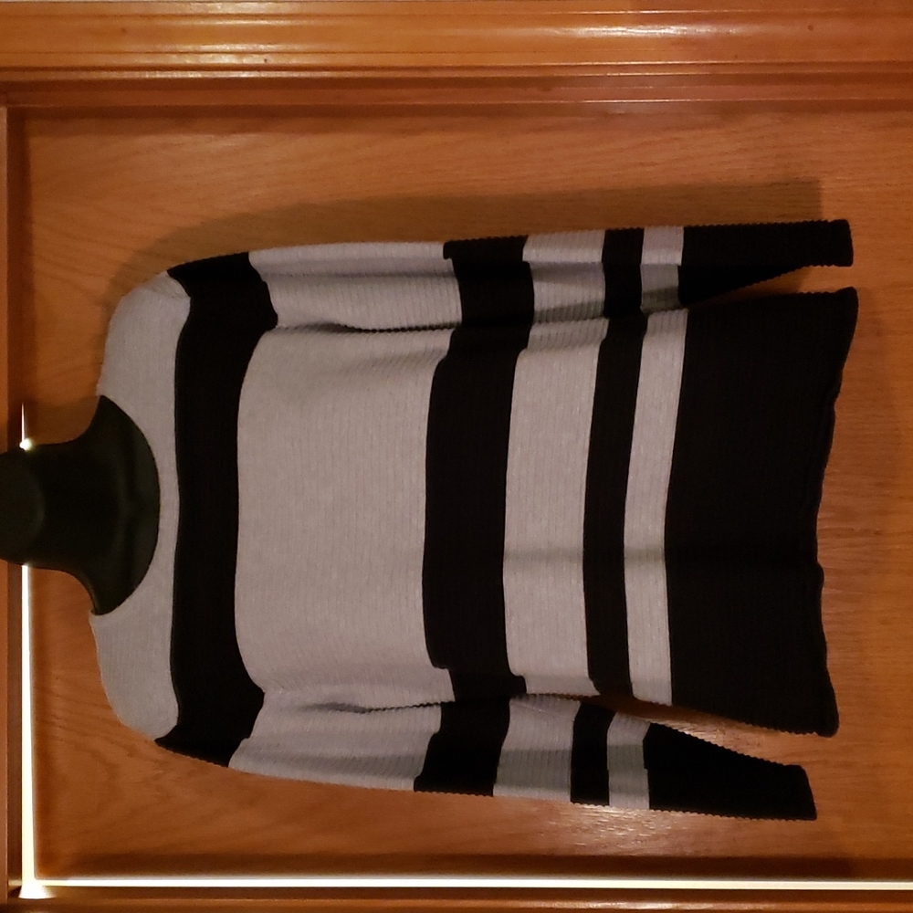 $15 or 2/$20!Christopher & Banks Gray & Black Striped Sweater Size Medium